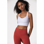Skin Friendly Nude Sports Bra Cross Back Shockproof Fitness Vest (Color:Gray Blue Size:XL), S, M, L, XL
