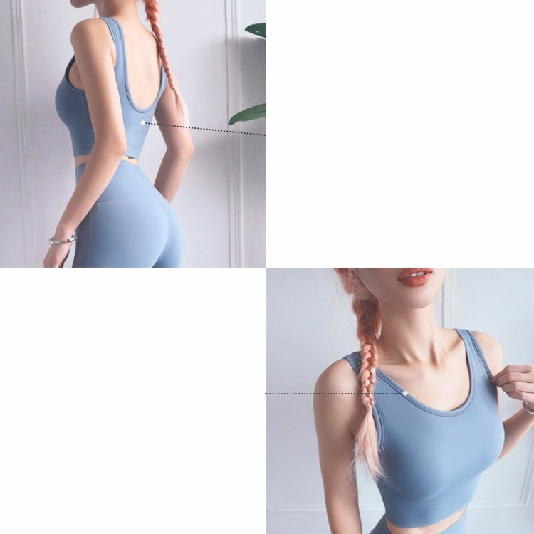 Full Package Deep U-back Shockproof Gathered Fashion Vest Sports Bra (Color:Smoked Purple Size:XL), S, M, L, XL