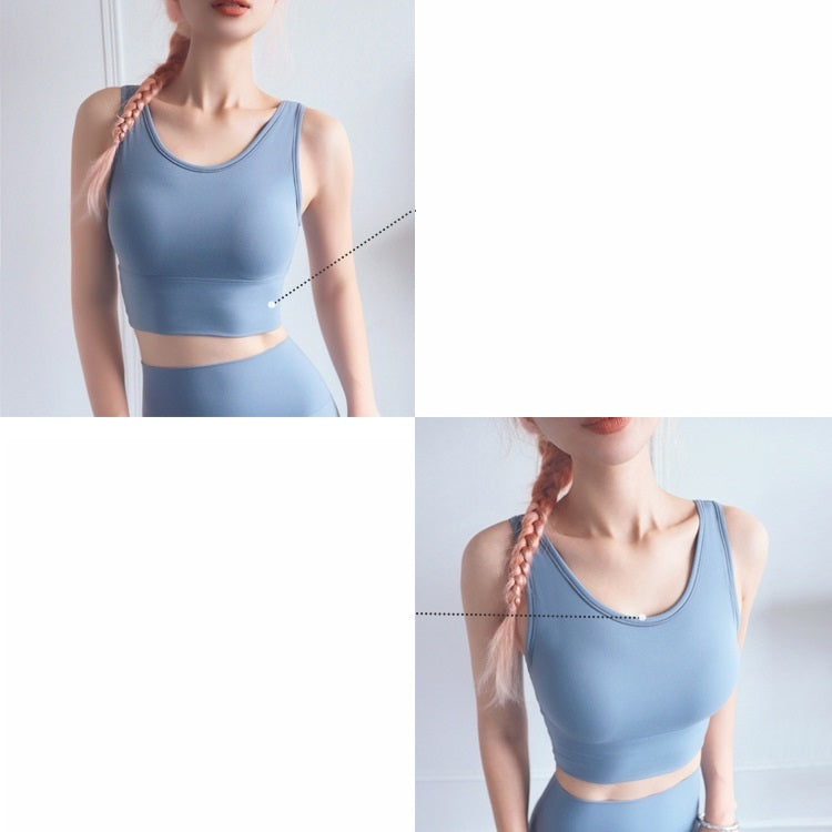 Full Package Deep U-back Shockproof Gathered Fashion Vest Sports Bra (Color:Smoked Purple Size:XL), S, M, L, XL