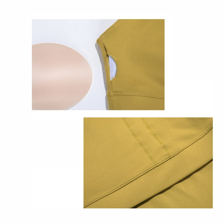 Pleated Sling Double Sided Brocade Skin Friendly Nude Fitness Yoga Sports Vest (Color:Lush Size:S), S, M, L