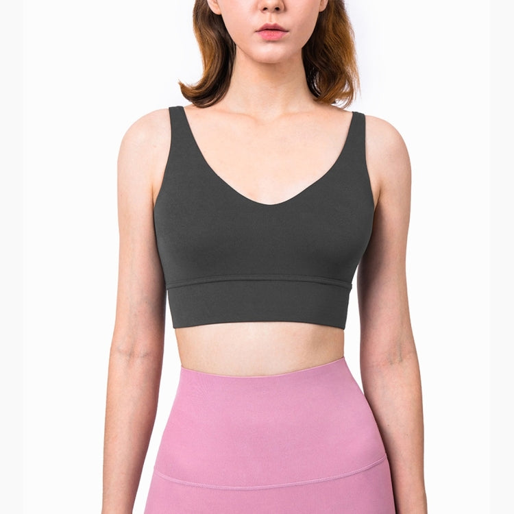 Charming Deep V Shockproof Gathered Fitness Yoga Underwear (Color:Light Ivory Size:XL), S, M, L, XL