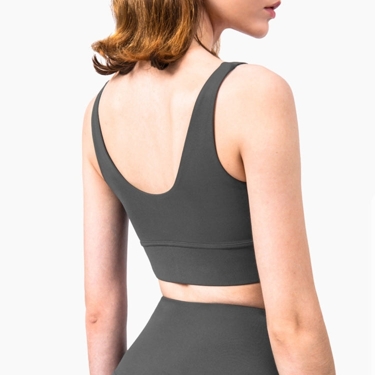 Charming Deep V Shockproof Gathered Fitness Yoga Underwear (Color:Light Ivory Size:XL), S, M, L, XL