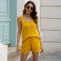2 In 1 Solid Color Hollow Smock Knit Vest Swimsuit Set, S, M, L, XL
