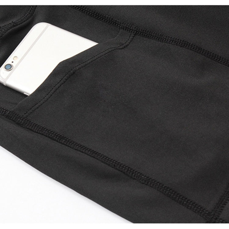 Running Training Tight Quick Drying Elastic High Waist Yoga Three Part Belt Pocket (Color:Grey Size:XXL), S, M, L, XL, XXL