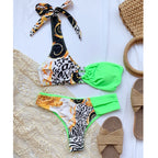 Ladies One-shoulder Printed Swimsuit Split Bikini, S, M, L