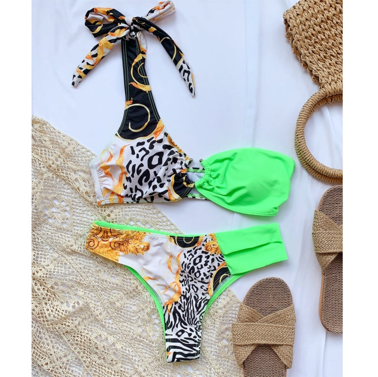 Ladies One-shoulder Printed Swimsuit Split Bikini, S, M, L