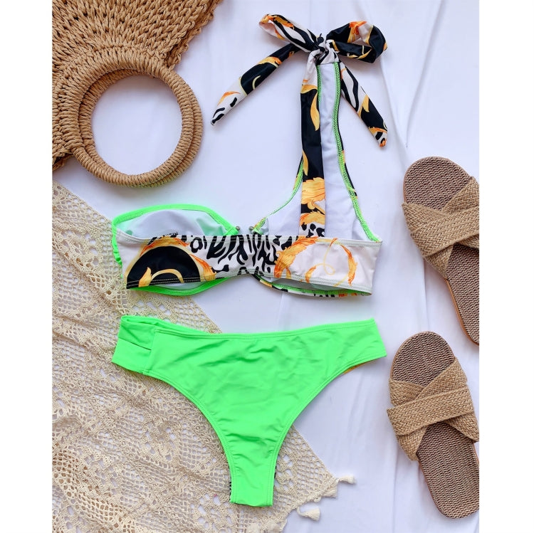 Ladies One-shoulder Printed Swimsuit Split Bikini, S, M, L