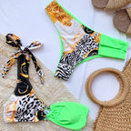 Ladies One-shoulder Printed Swimsuit Split Bikini, S, M, L