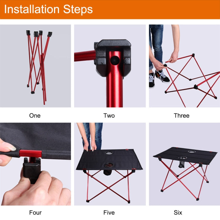 Outdoor Camping Portable Light Folding Table Oxford Cloth Aviation Aluminum Picnic Barbecue Table, Outdoor Barbecue Table(red)