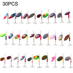 HENGJIA SPB30 30 PCS Sequin Set Metal Sequins False Bait Fresh Sea Bass Fishing Bait, Length: 2.5 to 4cm, Bagged, Bagged